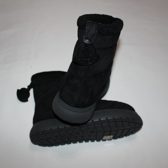 AUTHENTIC MONCLER HERMOSA BLACK QUILTED SUEDE FAUX FUR SNOW BOOTS SZ 37 - Picture 7 of 9